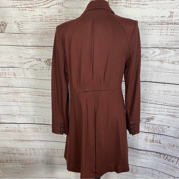 CABI BOSS 3 BUTTON MAROON LONG SLEEVE BLAZER LONG PEA COAT FALL JACKET - Picture 7 of 13